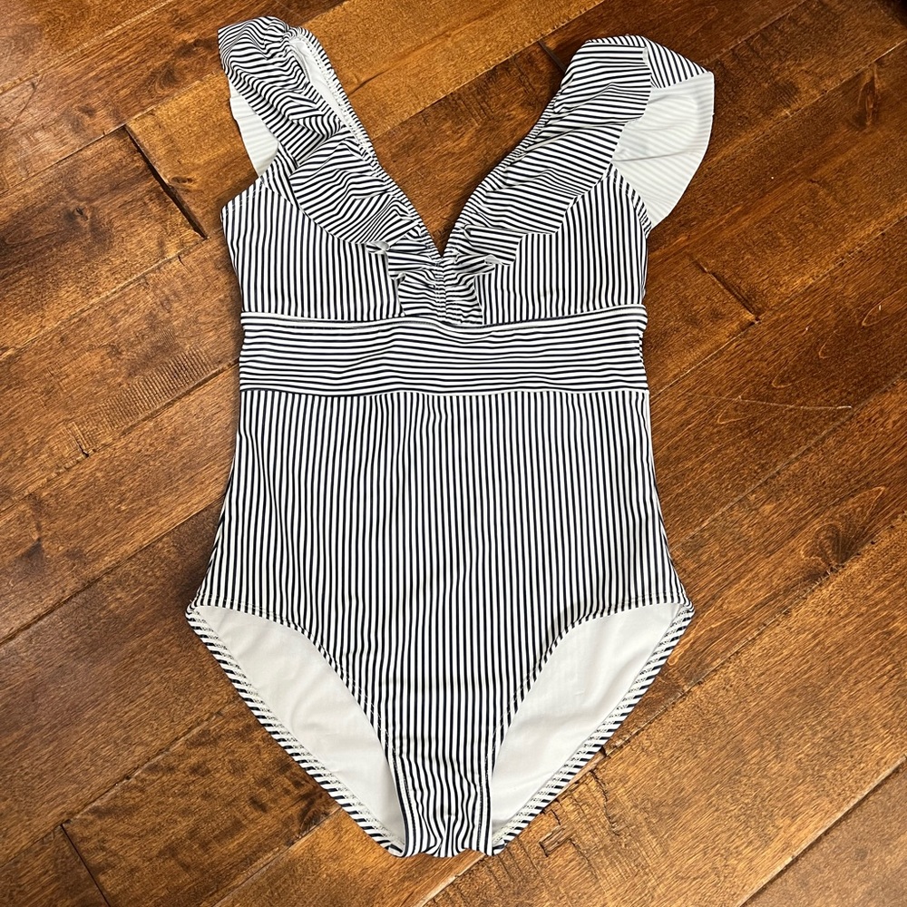 Striped Blue and White Swimsuit